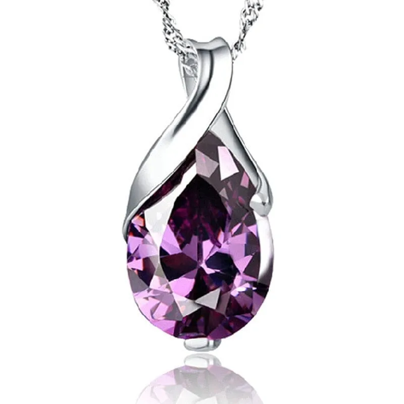 Angel Tears Amethyst Pendant Necklace - 925 Sterling Silver