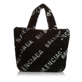 Balenciaga Logo Faux Fur Everyday XS Tote (SHG-35216)