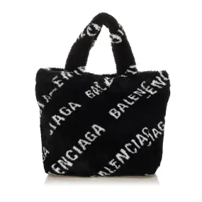 Balenciaga Logo Faux Fur Everyday XS Tote (SHG-37300)