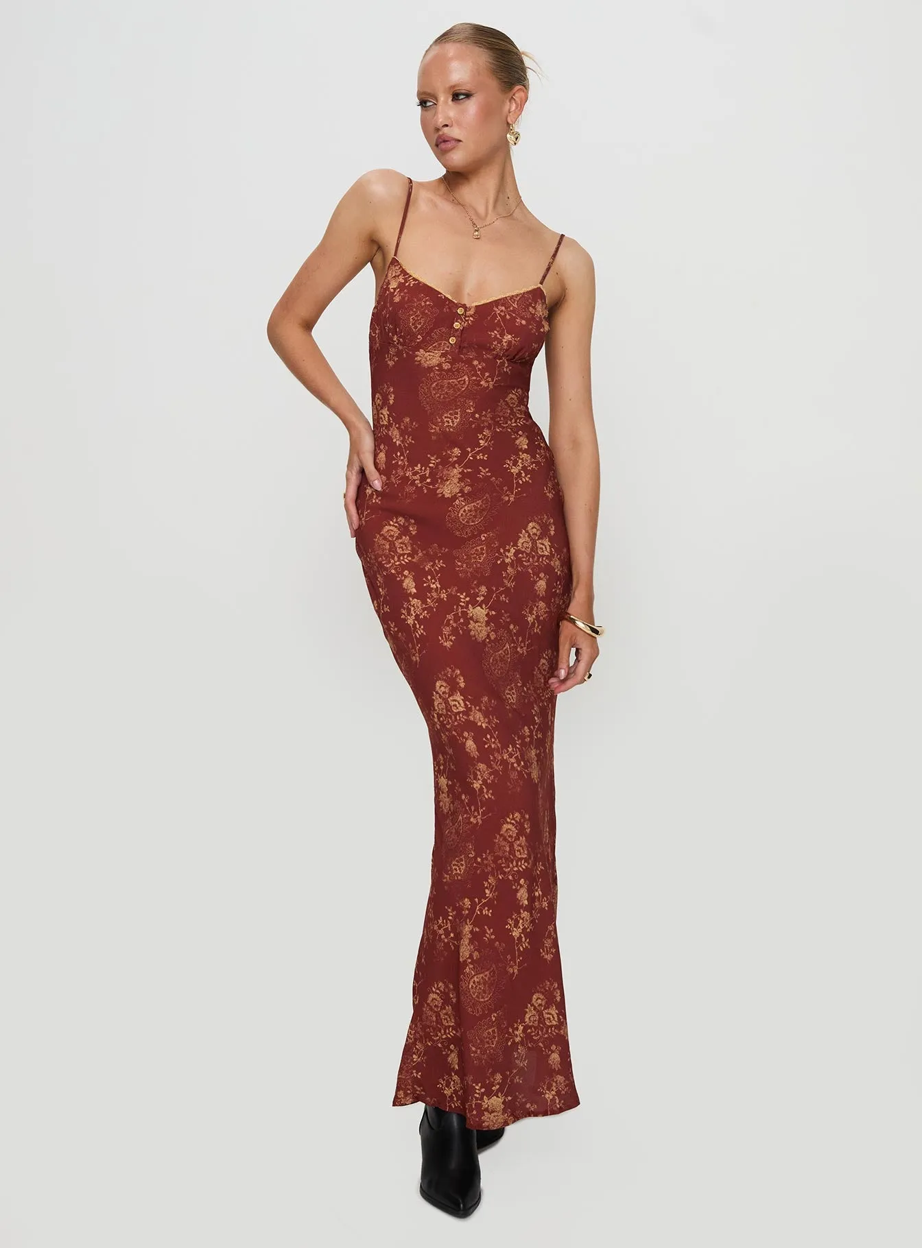 Bombay Bias Maxi Dress Rust