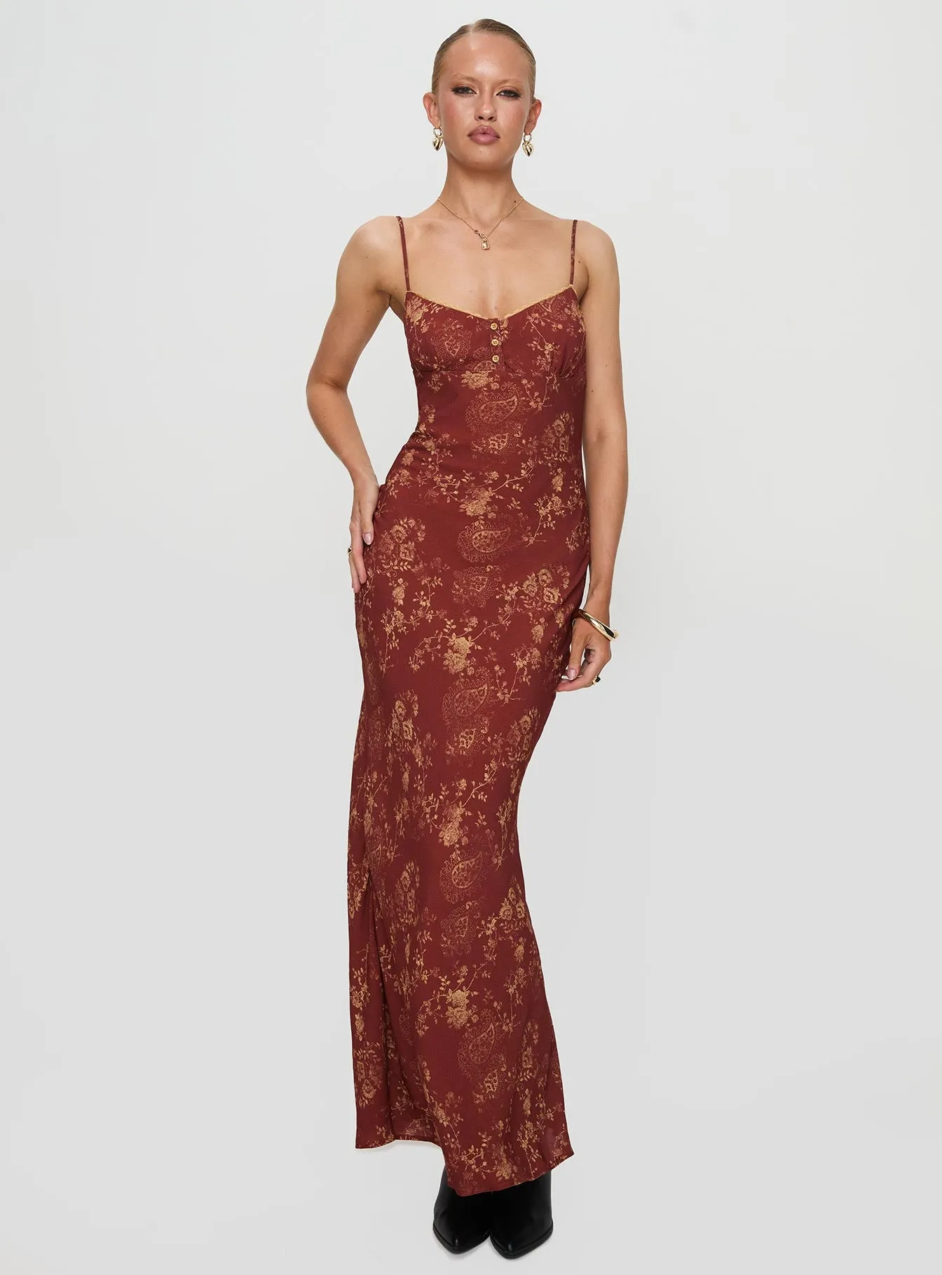 Bombay Bias Maxi Dress Rust