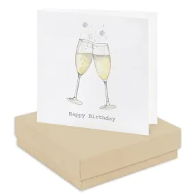 Boxed Champagne Glasses Happy Birthday Earring Card