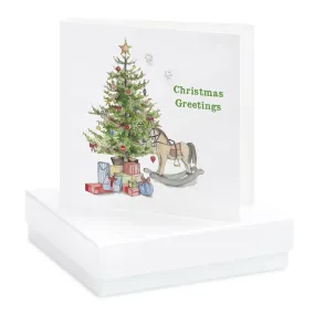 Boxed Christmas Tree & Rocking Horse Earring Card