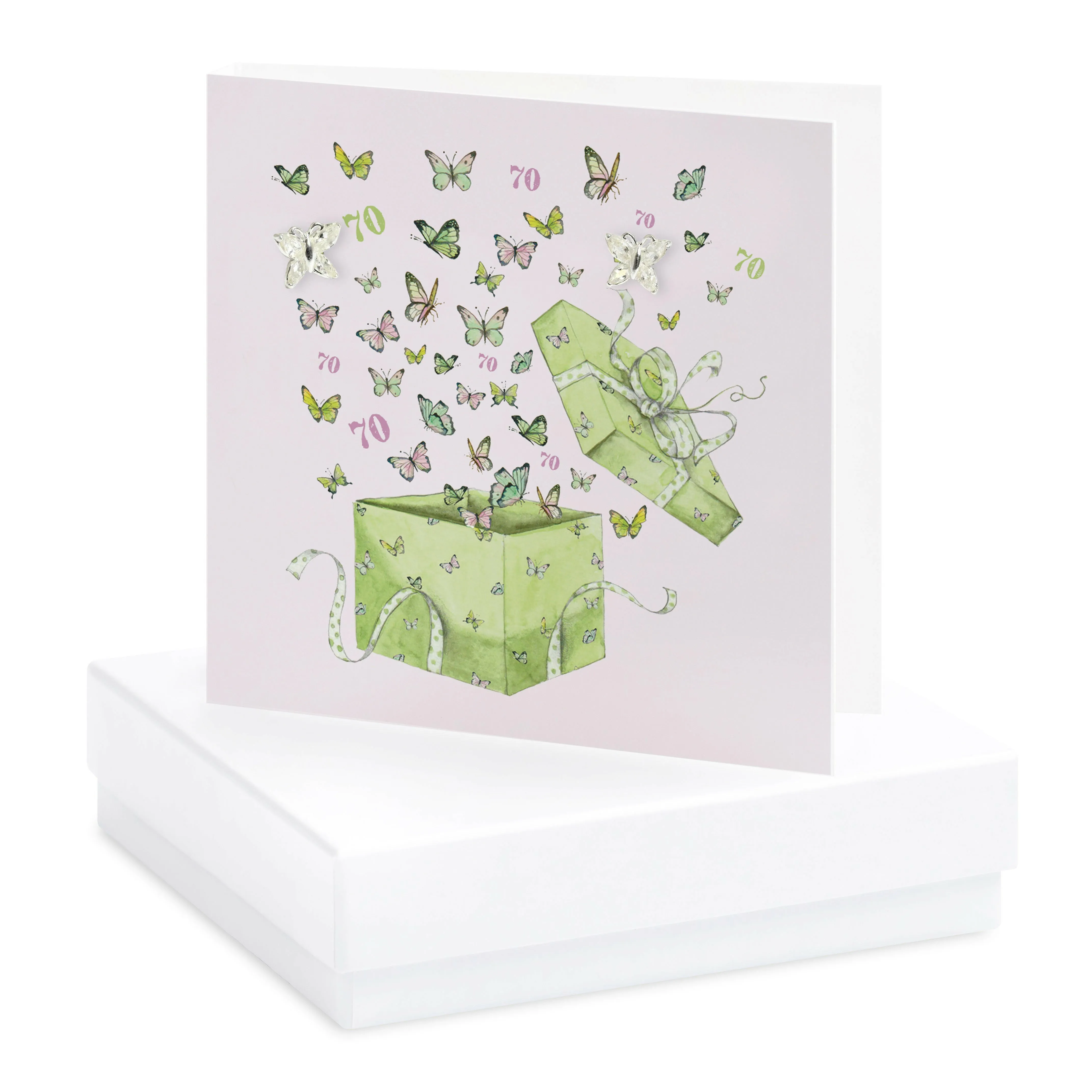 Boxed Earring Card Butterfly 70th