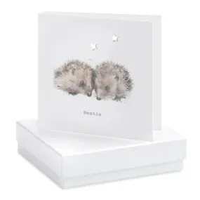 Boxed Earring Card Hedgehogs Bestie