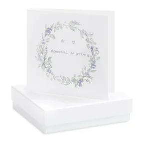 Boxed Earring Card Lavender Wreath Special Auntie