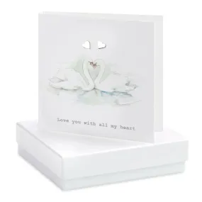 Boxed Earring Card Swans Love