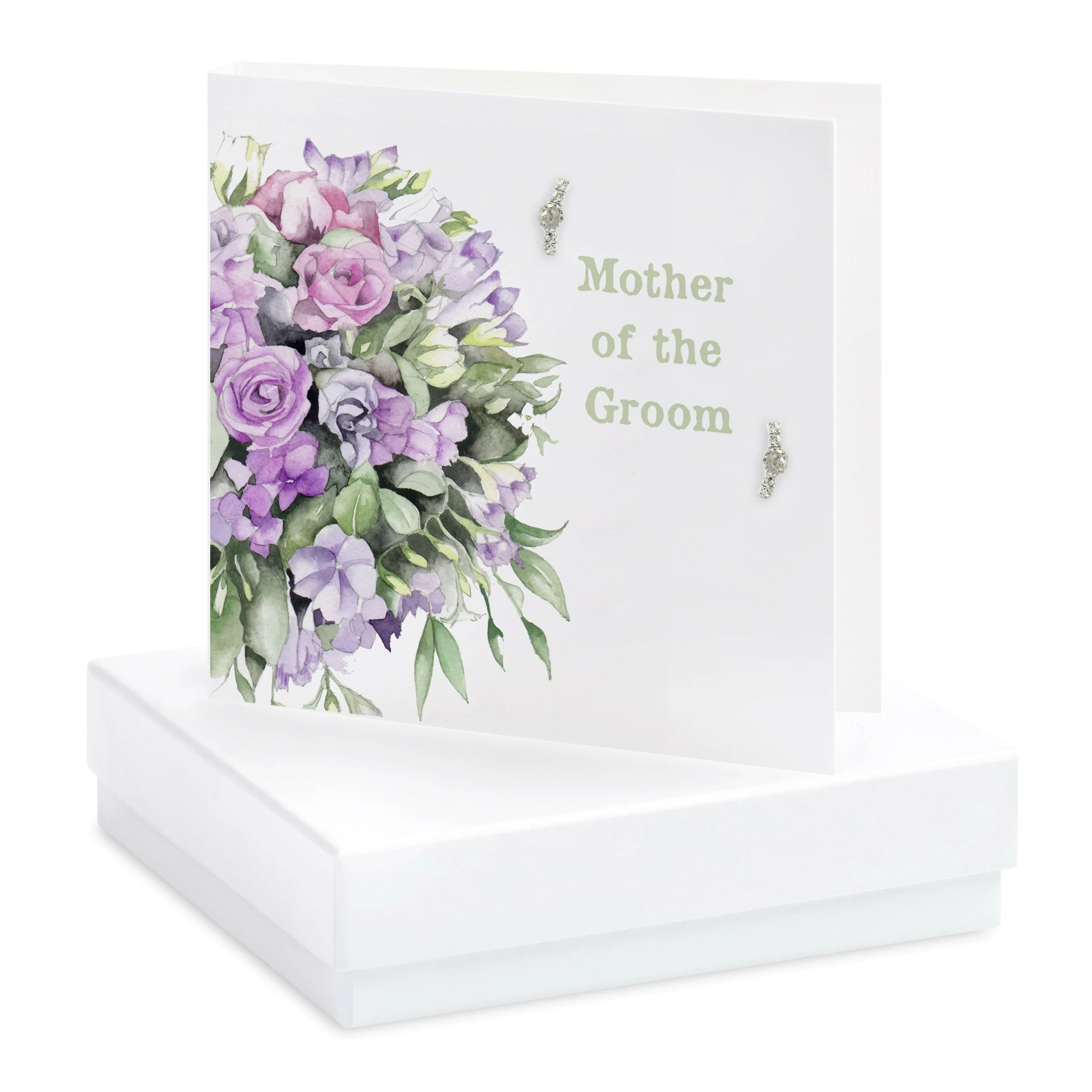 Boxed Floral Mother of the Groom Earring Card