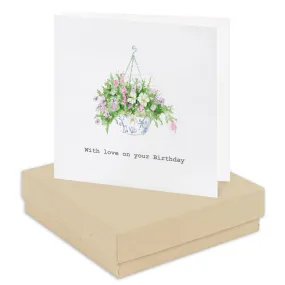 Boxed Hanging Basket Birthday Earring Card