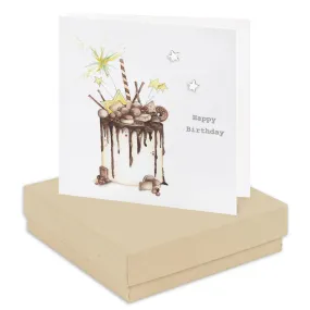 Boxed Happy Birthday Choccie Cake Earring Card