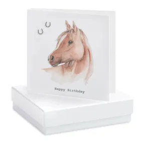 Boxed Horse Birthday Earring Card