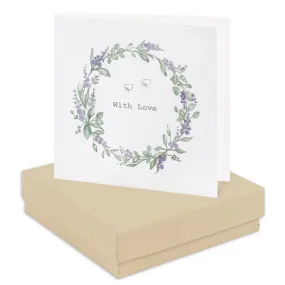 Boxed Lavender With Love Wreath Earring Card