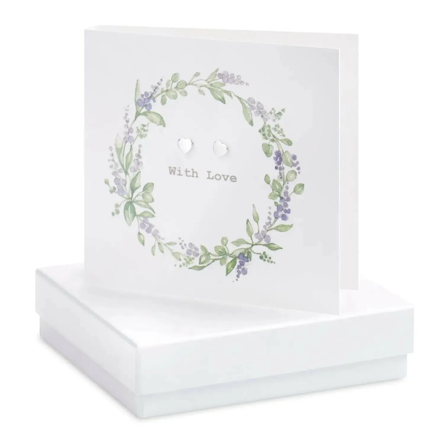 Boxed Lavender With Love Wreath Earring Card