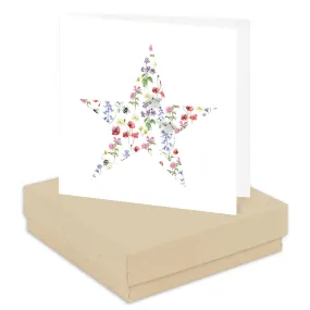 Boxed Silver Earring Card Floral Star