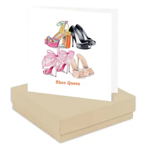 Boxed Silver Earring Card Shoe Queen