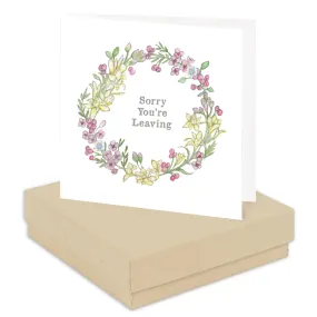 Boxed Silver Earring Card Sorry Leaving Wreath