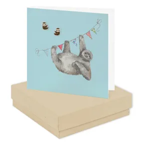 Boxed Sloth Silver Earring Card