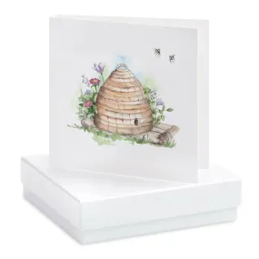 Boxed Straw Beehive Earring Card