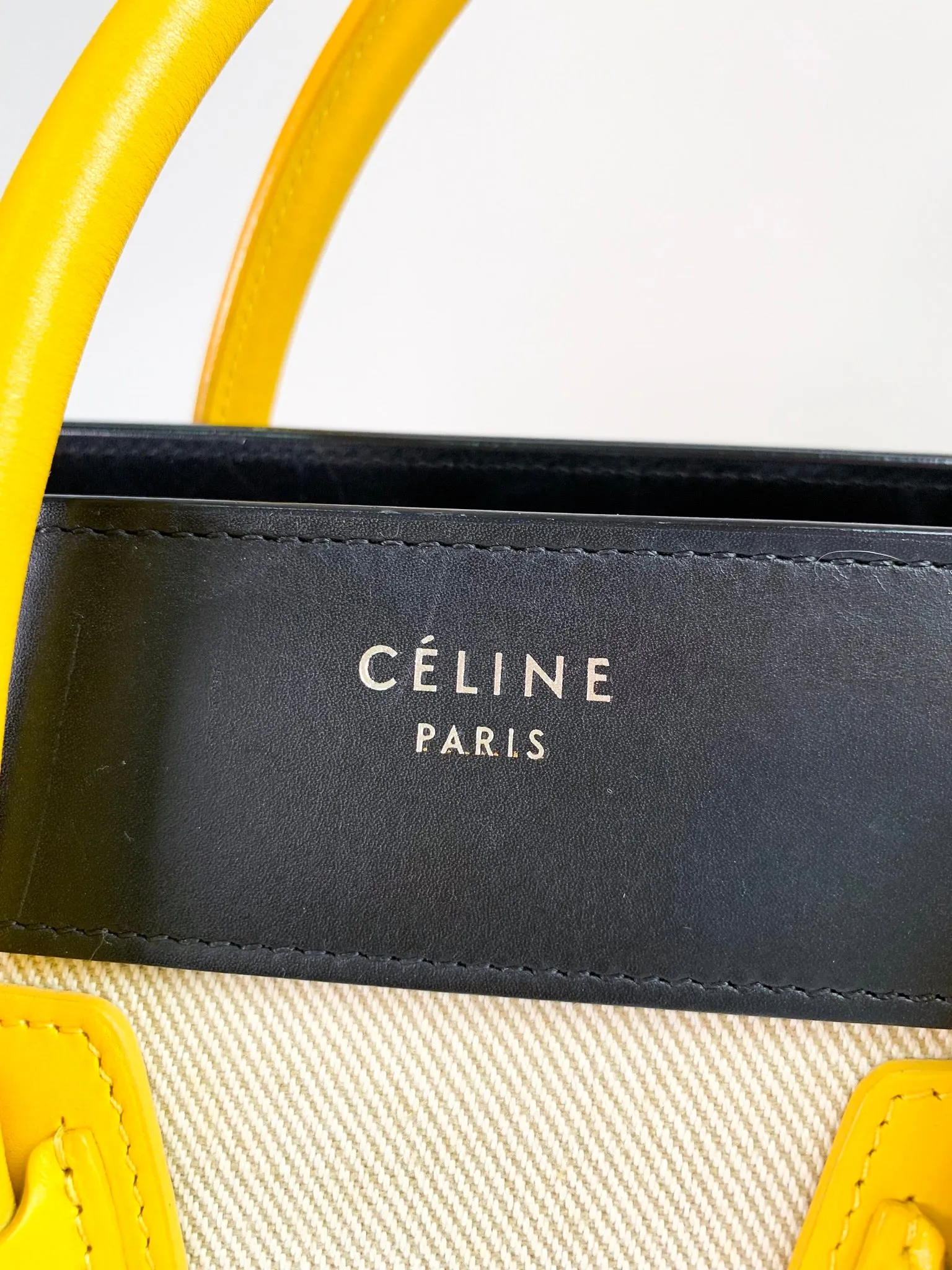 Celine Tricolor Calfskin Leather and Canvas Micro Luggage Bag