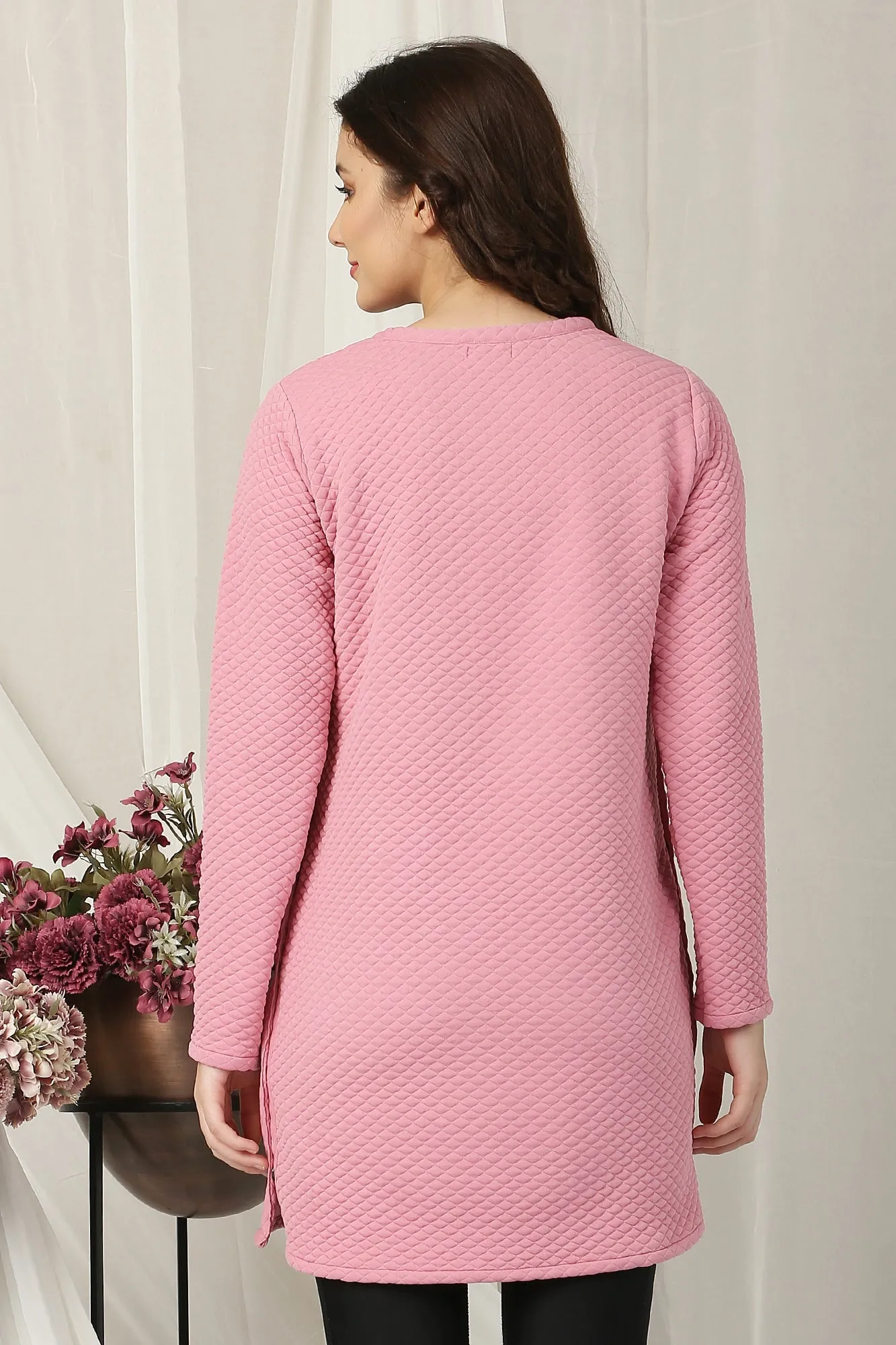 Charming Candy Floss Quilted Maternity & Nursing Wool Top