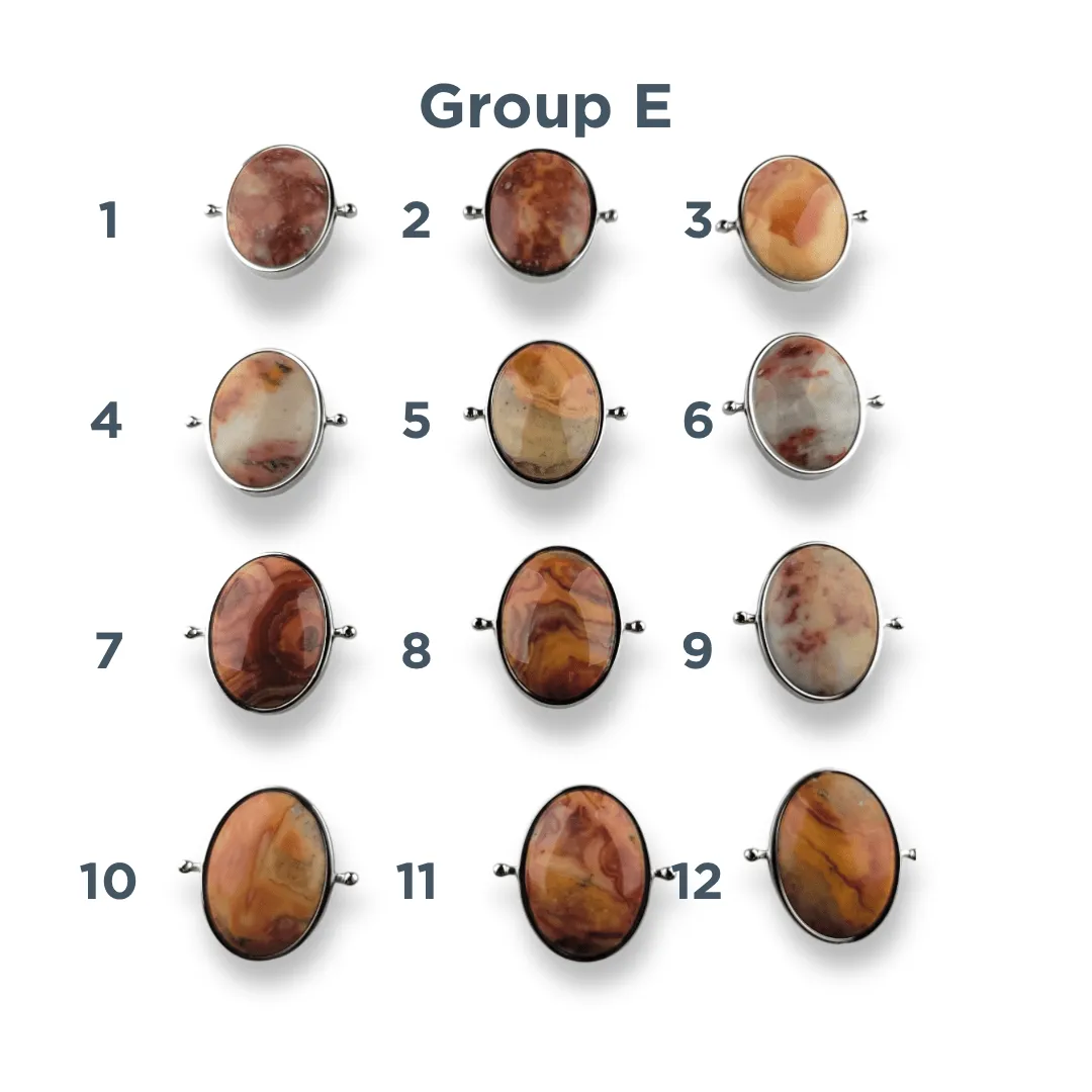 CHOOSE YOUR OWN Silver Crazy Jasper Oval Crystal Element – Groups A-E