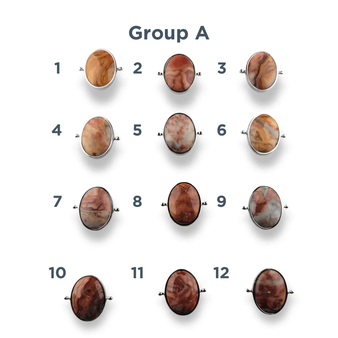 CHOOSE YOUR OWN Silver Crazy Jasper Oval Crystal Element – Groups A-E