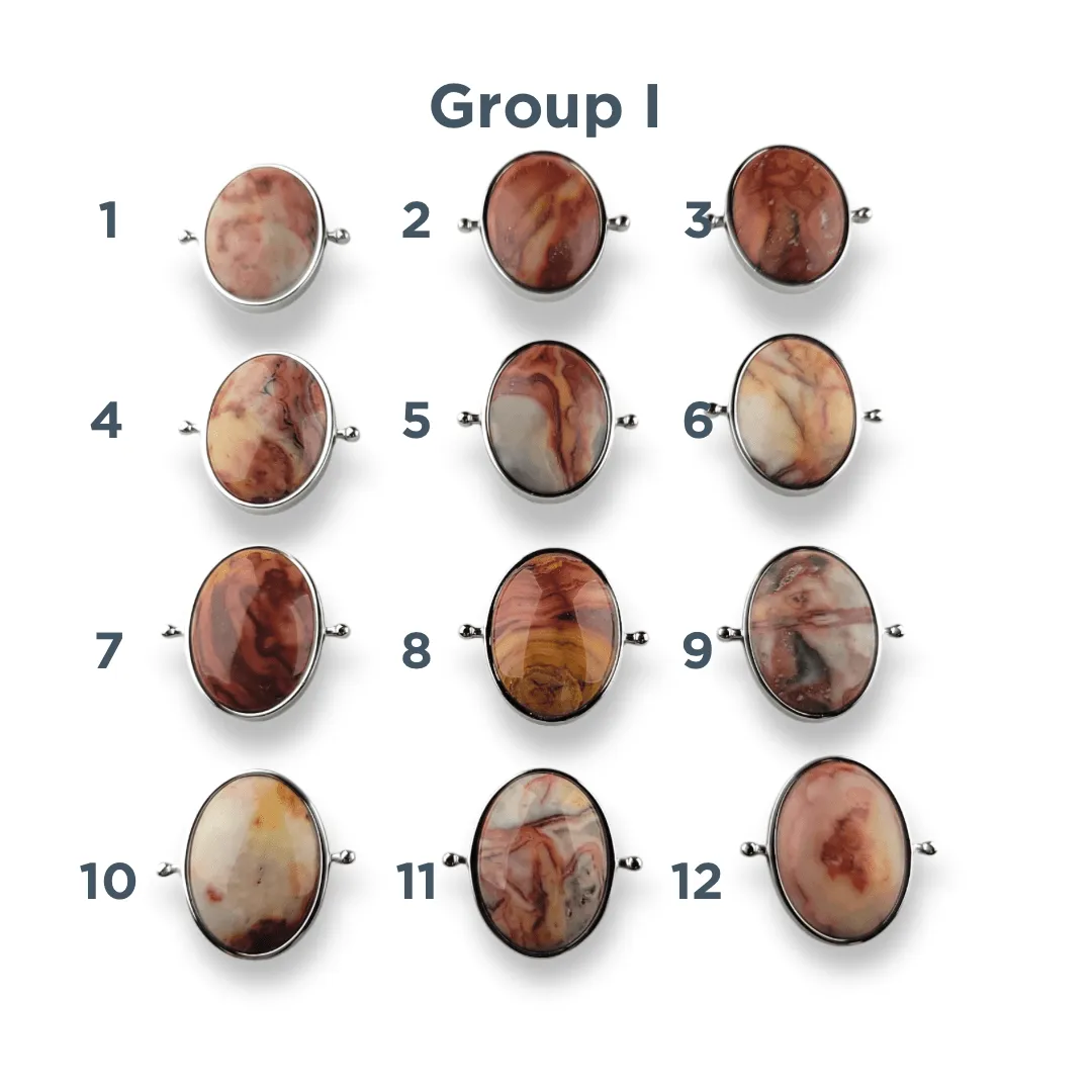 CHOOSE YOUR OWN Silver Crazy Jasper Oval Crystal Element – Groups F-J