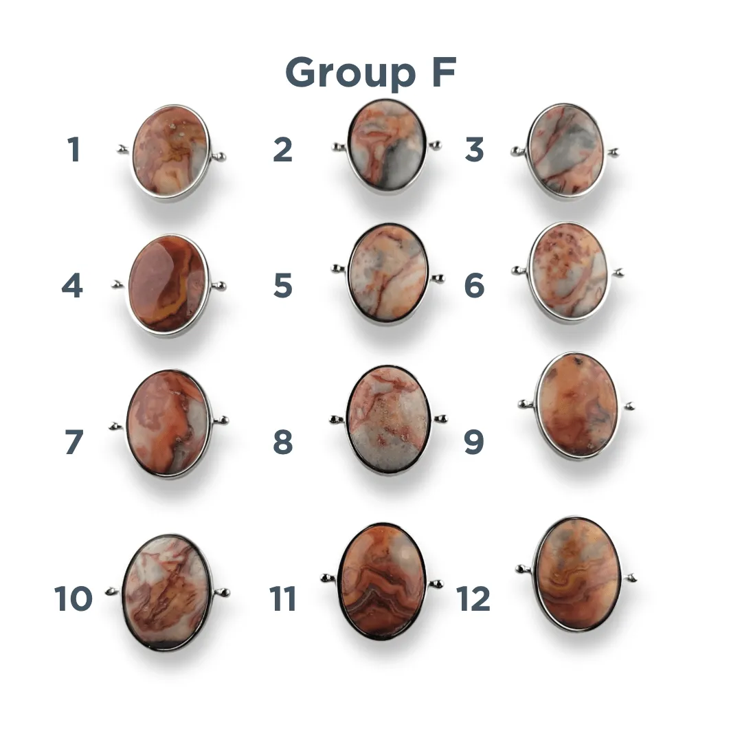 CHOOSE YOUR OWN Silver Crazy Jasper Oval Crystal Element – Groups F-J