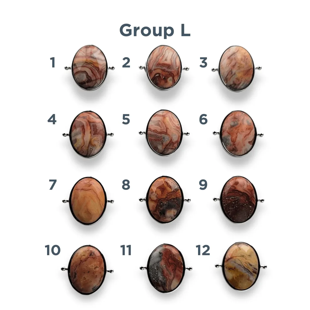 CHOOSE YOUR OWN Silver Crazy Jasper Oval Crystal Element – Groups K-O