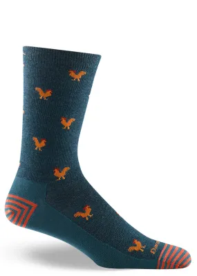 Men's Teal Rooster Wool Socks