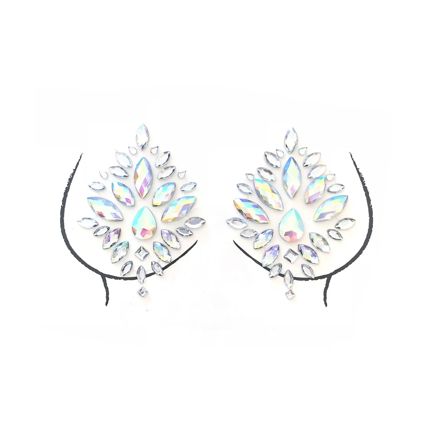 Stardust Iridescent Crystal Jewel Nipple Pasties