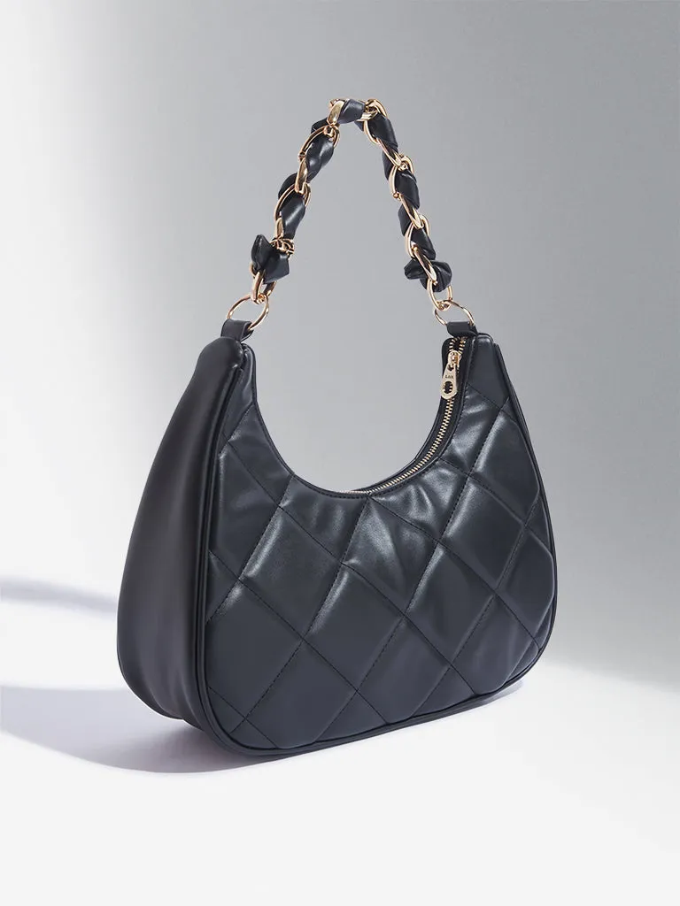 Westside Accessories Black Quilted Hobo Shoulder Bag