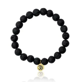 Yoga Inspired Lava Stone Bracelet with Ohm Charm to Hear the Sound of the Universe